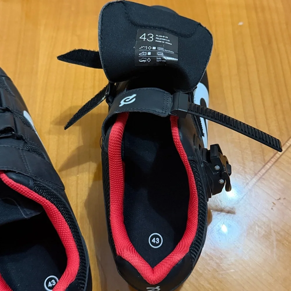 Peloton Black Cycling Shoes with Pink Interior and Teal Accents